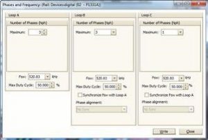 Software GUI phases control dialogue box