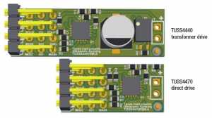 Figure 2: TUSS4440 and TUS4470 reference designs to scale