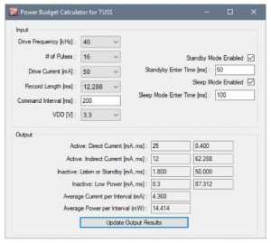 Figure 4: The TUSS4440 and TUS4470 EVM GUI power budget calculator tool