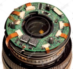 Camera lens assembly with flex cables