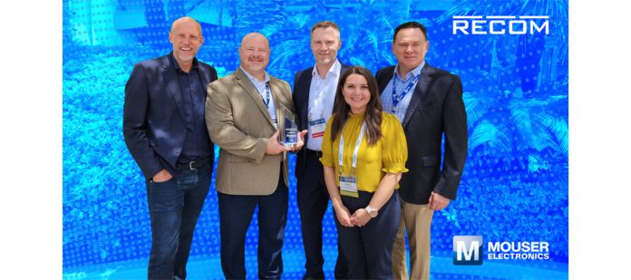 Mouser Electronics Receives 2022 Americas High Service Distributor of the Year from RECOM